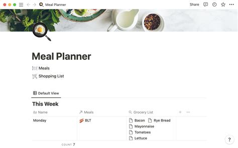 Notion Meal Planner Template